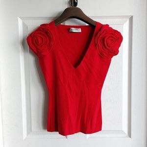 Valentino 66% cashmere red top